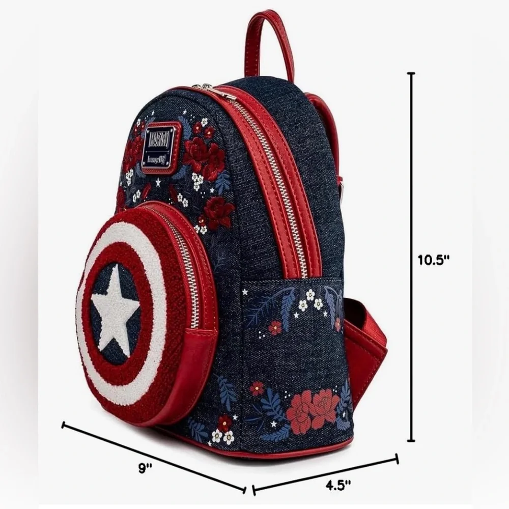 NEW Loungefly Marvel Captain America 80th Anniversary Sheild Mini Backpack
